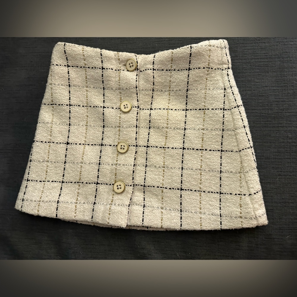 Janie and Jack White Tweed Button Skirt